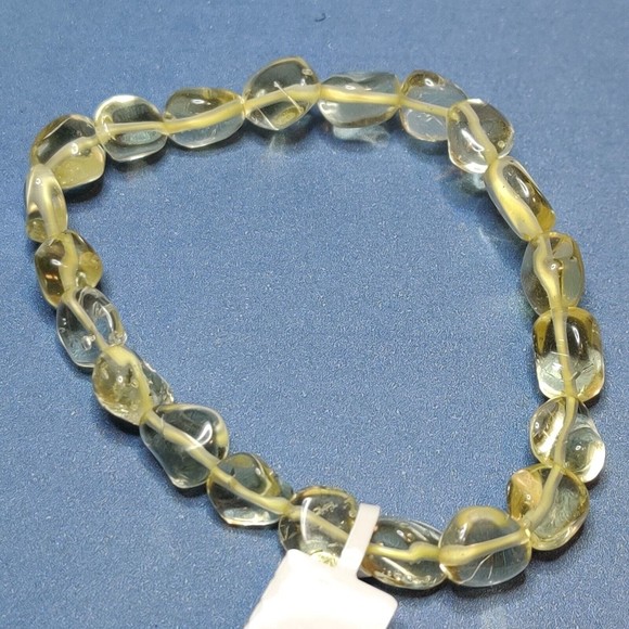 Lemon Quartz stretch nugget bracelet natural stone w/Free felt pouch-NB14 - Picture 2 of 7